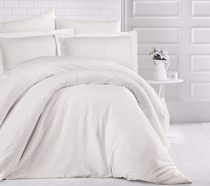Stripe Satin Duvet Cover Set Creme